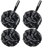 AmazerBath Bath Shower Loofah Sponge 75g/PCS Bath Sponges for Men Exfoliating- Set of 4 Black Spo...