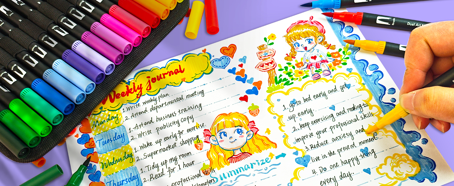 Dual-Tip Watercolor Pens Set