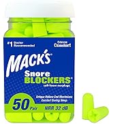 Mack’s Snore Blockers Soft Foam Earplugs, 50 Pair – 32 dB High NRR, 37 dB SNR – Comfortable Ear P...