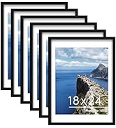 PEALSN 18x24 Poster Frame Set of 6, Display Pictures 16 x 20 with Mat or 18 x 24 without Mat for ...
