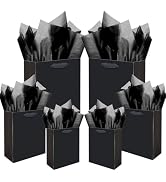 qiqee Black Gift Bags with Tissue Paper Mulit Assorted Sizes 10PCS Present Party Favor Birthday B...