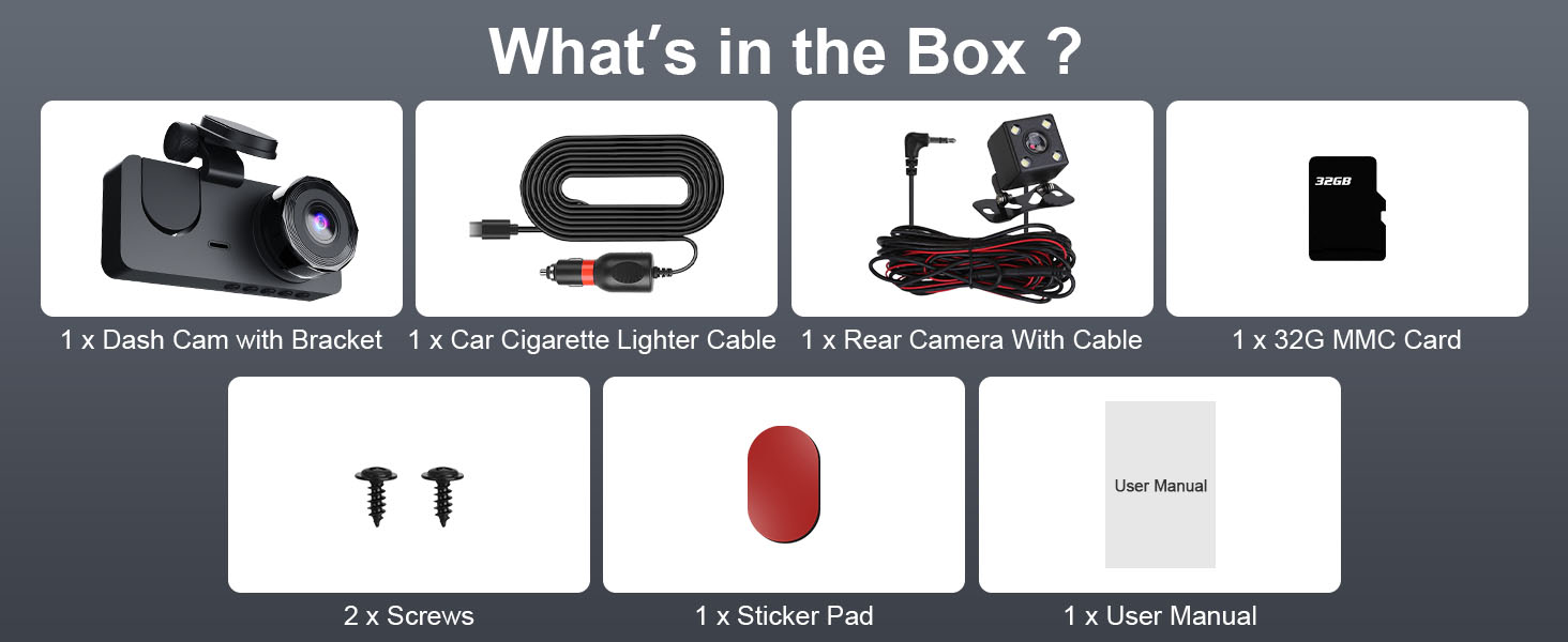 3 Channel Dash Cam Front and Rear
