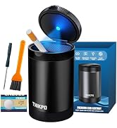 Ashtray with Lid and Replacement Battery, Ashtray for Car Cup Holder | Smellproof & Smokeproof De...