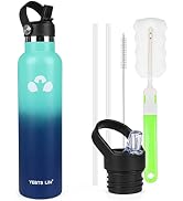 YEBTS LIFE Water Bottle,Vacuum Insulated Water Bottles with 2 Lids & 2 Straws,Stainless Steel Wat...