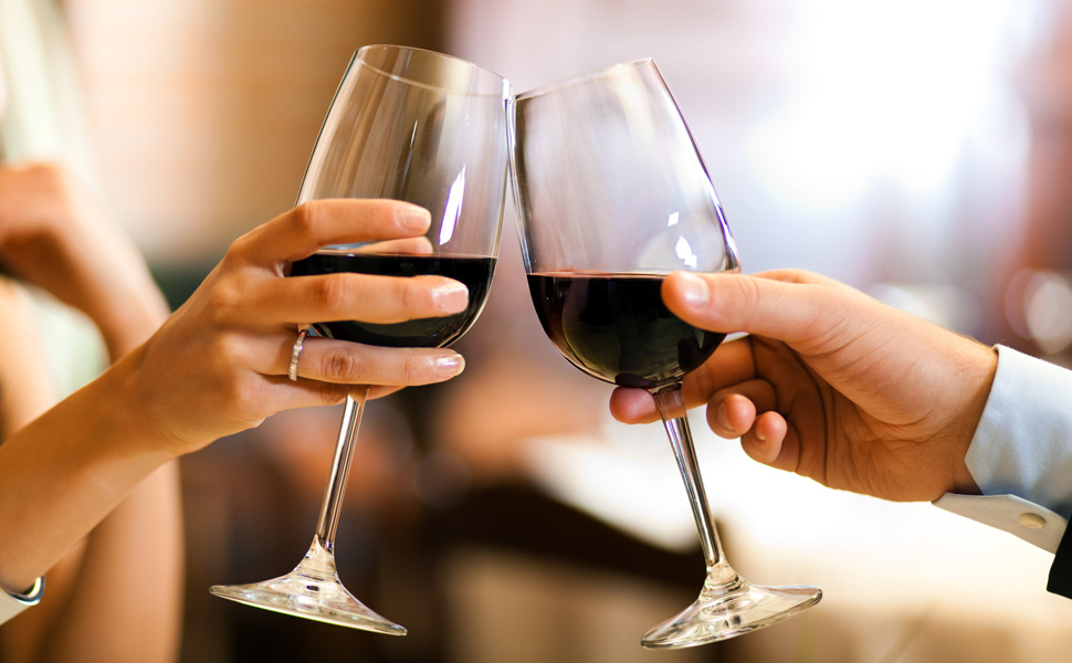 Wine Glass Set of 2, 10 OZ Long Stem Wine Glasses