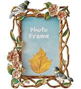 Pasiir Vintage Photo Frame 5x7, Hand Painted Floral Picture Frame with Metal Frame and High Defin...