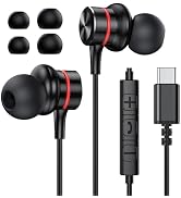 MOSWAG USB C Headphones, Wired Earbuds in-Ear Type C Earphone, Microphone & Volume Control HiFi S...