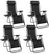 NEWBULIG Zero Gravity Chair Set of 4, Lounge Chair Folding Portable Adjustable Camping Reclining ...