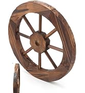 Zjyufy Vintage Rustic Wood Wagon Wheel Wall Decoration 12 Inch Thick Retro Haning Wooden Cratwhee...
