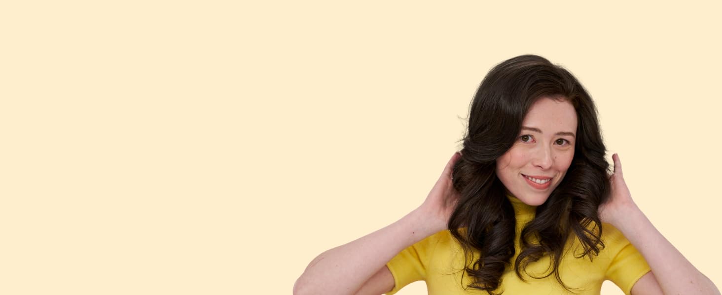 Woman with curled hair