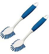 PHYEX 2-Pack Dish Brushes with Scraper, Durable Nylon Bristles Kitchen Scrub Brush, Dish Scrubber...