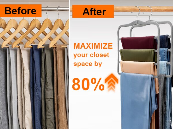 space saving pants hangers maximize closet space by 80 percent