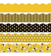 Whaline 69Ft Bee Bulletin Board Borders Black Yellow Cartoon Bees Honeycomb Bulletin Board Sticke...