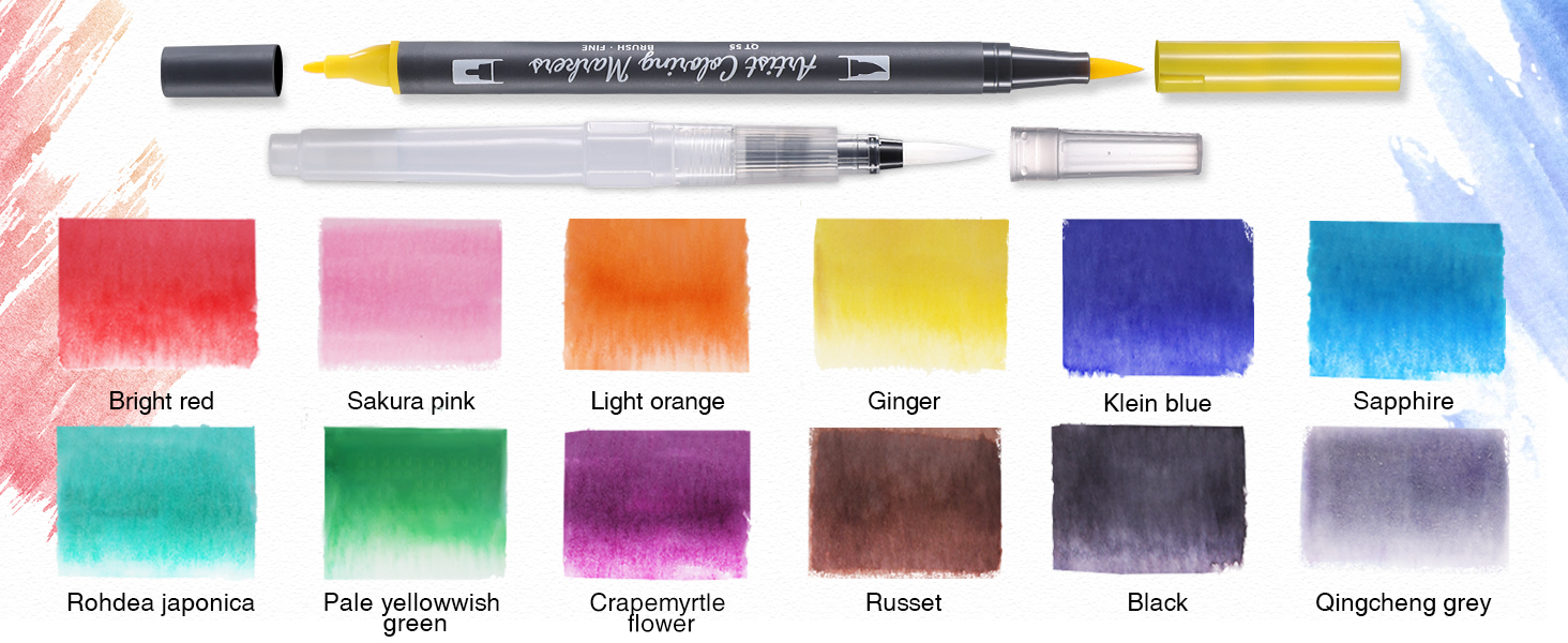 Watercolor Brush and Fine Tip Pens