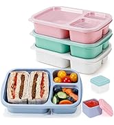 Caperci Wheat Straw Bento Lunch Box Containers for Adults & Kids - 3-Compartment Reusable Meal Pr...