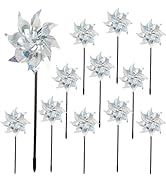 winemana 12 Pcs Reflective Pinwheels Outdoor, Wind Spinners for Yard & Garden, Sparkly Bird Repel...