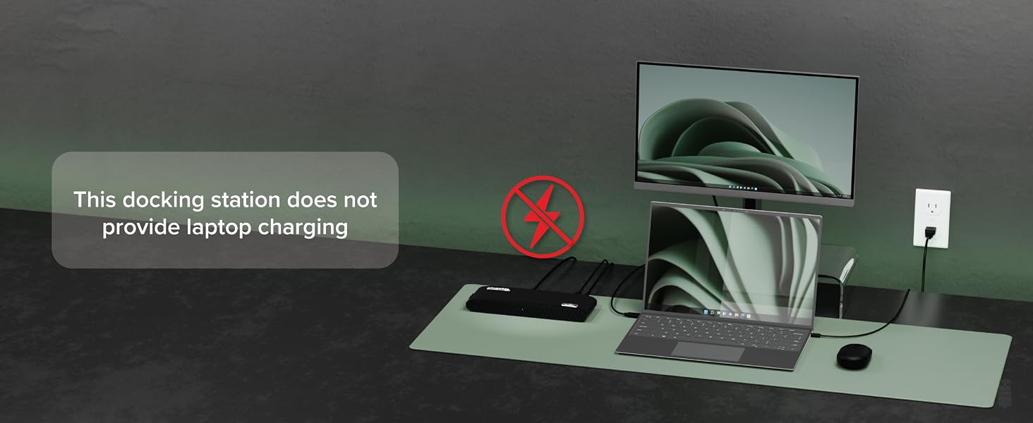 This docking station does not provide laptop charging