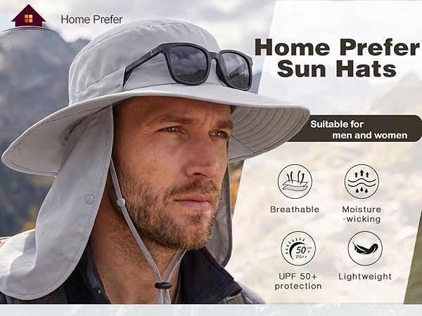 UPF50+ Sun hat with neck flap for men