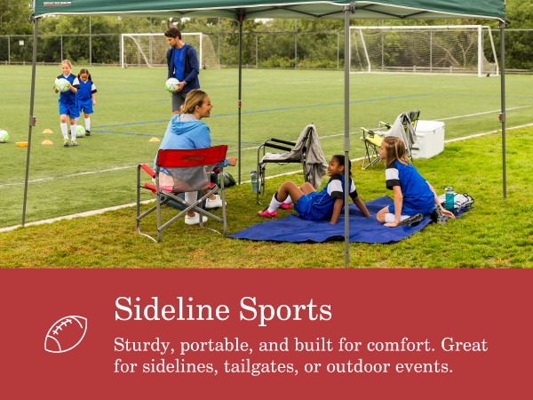 sideline sports use case coleman chair family kids parents sturdy comfort tailgate outdoor rain red