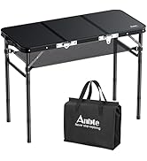 Anbte Folding Camping Table with Storage Net, 3ft Camping Table Aluminum Folding Table with 3 Adj...