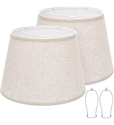 Large Drum Lamp Shades Set of 2, 12"Top x 16"Bottom x 11"High, Beige Lampshades for Table Lamps F...