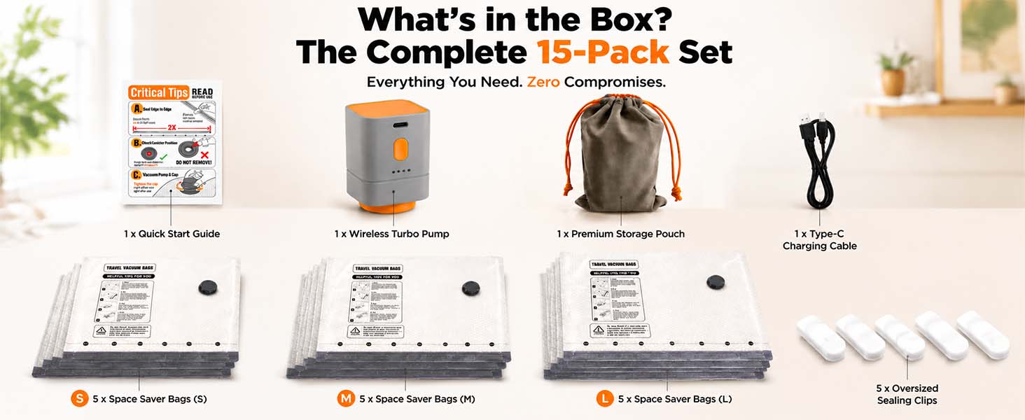 Portable Vacuum Storage Bags with Wireless Electric Pump