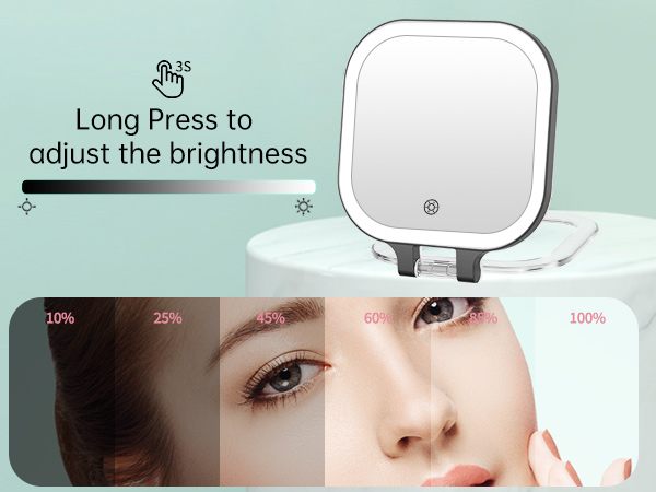 travel 10x magnifying mirror with light battery