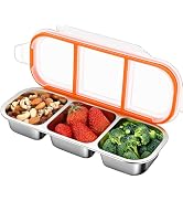 KTKUDY Stainless Steel Snack Container for Kids & Adults - Large - Leak-Proof 3-Compartment Stack...