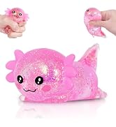 FazaVexior Lying Axolotl Squishy Toy - 1 Pcs Glitter Slow Rising Squeeze Toy, Maltose Filled TPR ...