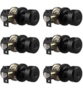(6 Pack)Matte Black Privacy Locks, Keyless Interior Bed/Bath Door Knobs (Cylindrical Shape Knobs)...
