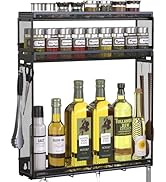 Docnest 3 Tier Wall Mounted Spice Rack with 9 Hooks-2 Installation Ways (Screw/Adhesive), Space-S...