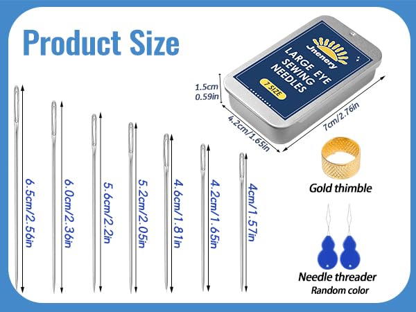 7 sizes sewing needles