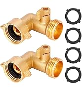 Sanpaint 90 Degree Garden Hose Elbow with Shut Off Valve 2 Pack, 3/4" Heavy Duty Hose Adapter wit...
