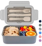 Caperci Classic Bento Box Adult Lunch Box for Older Kids - Leakpoof 47 oz 3-Compartment Lunch Con...