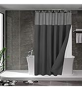 N&Y HOME Waffle Weave Shower Curtain with Snap-in Fabric Liner Set, 12 Hooks Included - Hotel Sty...