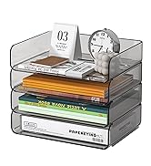 FANXIYQ 4-Tier Horizontal Acrylic Paper Tray Organizer