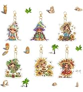 Ginfonr DIY Diamond Art Keychains Kit – 6PCS Diamond Painting Keychains for Bag with Woman, Carto...