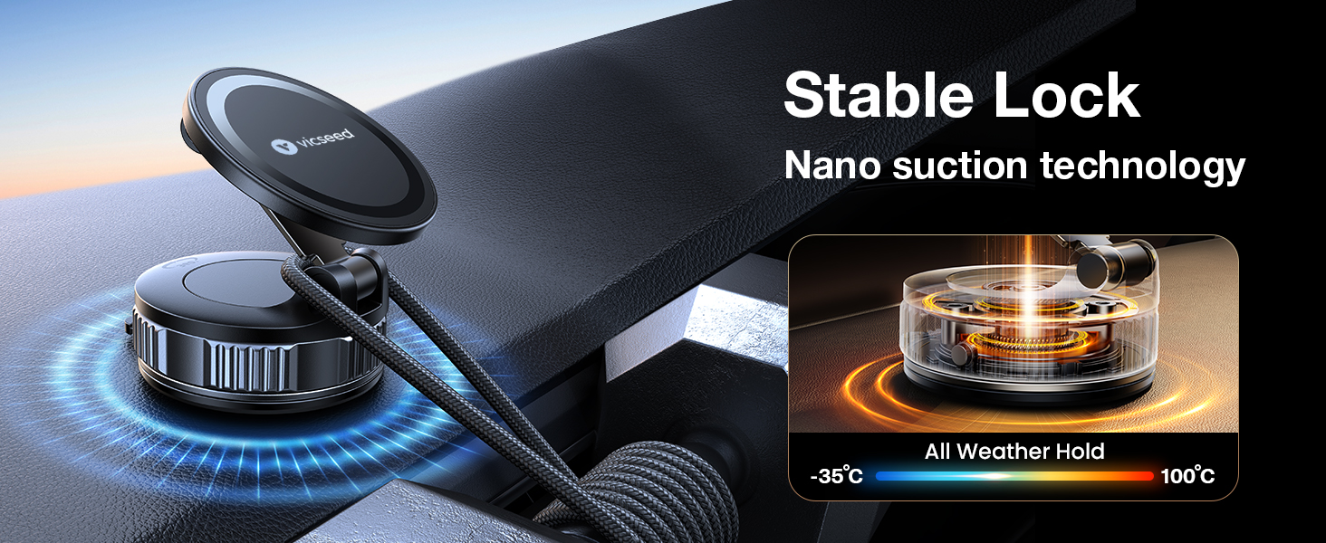 Stable lock car phone mount for dashboard with strong magnet