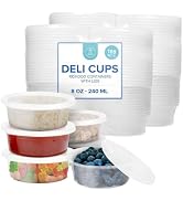 Healthy Packers Plastic Deli Containers with Lids (8oz 100 Sets) - Clear Plastic Containers with ...