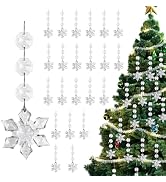 30 Pack 4.7 Inches Clear Acrylic Snowflake Ornaments - Hanging Snowflakes for Christmas Tree Deco...