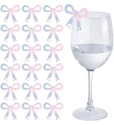 HOBBIESAY 30Pcs Bow Drink Markers Bowknot Wine Glass Charms Bow Drink Charms Acrylic Bowknot Drin...