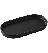 Eyrozia Matte Black Round Soap Dispenser Tray - 8'' Ceramic Vanity Tray for Bathroom Decorative, ...