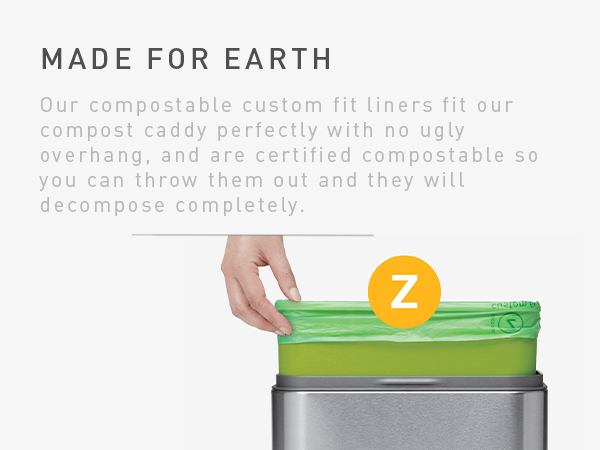 Compostable custom fit liners perfectly fit our compost caddy