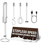 InstaWhisk Milk Frother with Variable Speed, Rechargeable Coffee Frother Wand with Detachable Dou...