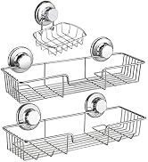 iPEGTOP 3in1 Suction Cup Shower Caddy Bath Wall Shelf + Soap Dish Holder for Large Shampoo Shower...