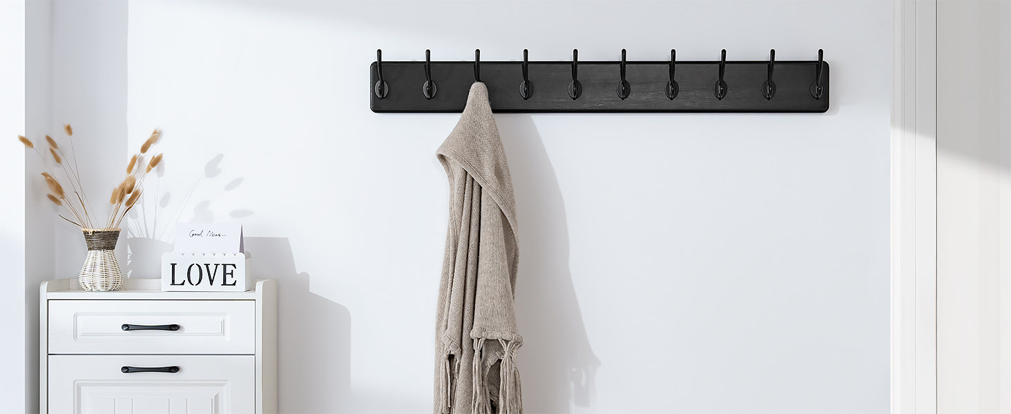 SKOLOO LARGE WALL MOUNTED COAT RACK BLACK