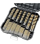 GMTOOLS 230 Pcs Drill Bit Set, 118° Tip Titanium Coated High Speed Steel, Twist Drill Bit Kit for...