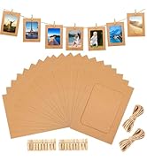 starfa lab 20 Pcs 4x6 Inch Paper Photo Frames,Hanging Photo Display Banner with Clips,Picture Str...