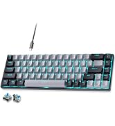abucow 60% Mechanical Gaming Keyboard,Blue Switch Wired Compact Keyboard with Blue Backlight, Swa...