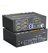 3 Monitors KVM Switch for Desktop Laptops, 3 HDMI USB C KVM Switcher with PD Charging Function fo...